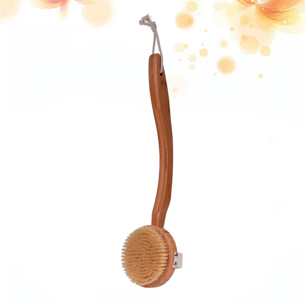 

Natural Bristle Body Brush 42x10.5x3.7cm Ergonomic Handle Exfoliating Bath Massage Scrubber for Skin Care Shower Cleaner