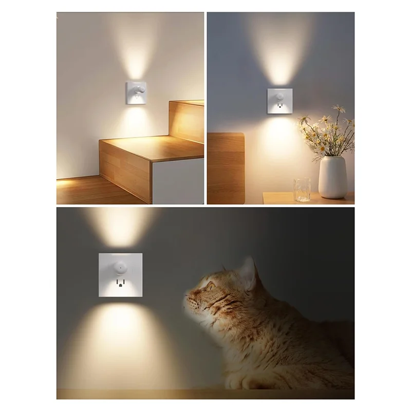 

Настенный светильник ABAH-Plug-In, 6 шт., светодиодный ночник, окружающее освещение от сумерения до рассвета, ночник для спальни, прихожей, вилка европейского стандарта и ЕС