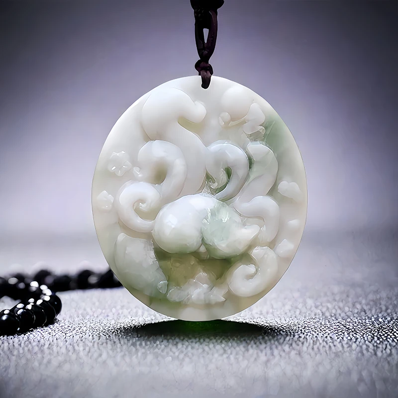 Natural Real Jade Fox Pendant Necklace Designer Amulet Fashion Stone Gifts for Women Men Gift Chinese Talismans Carved Jewelry