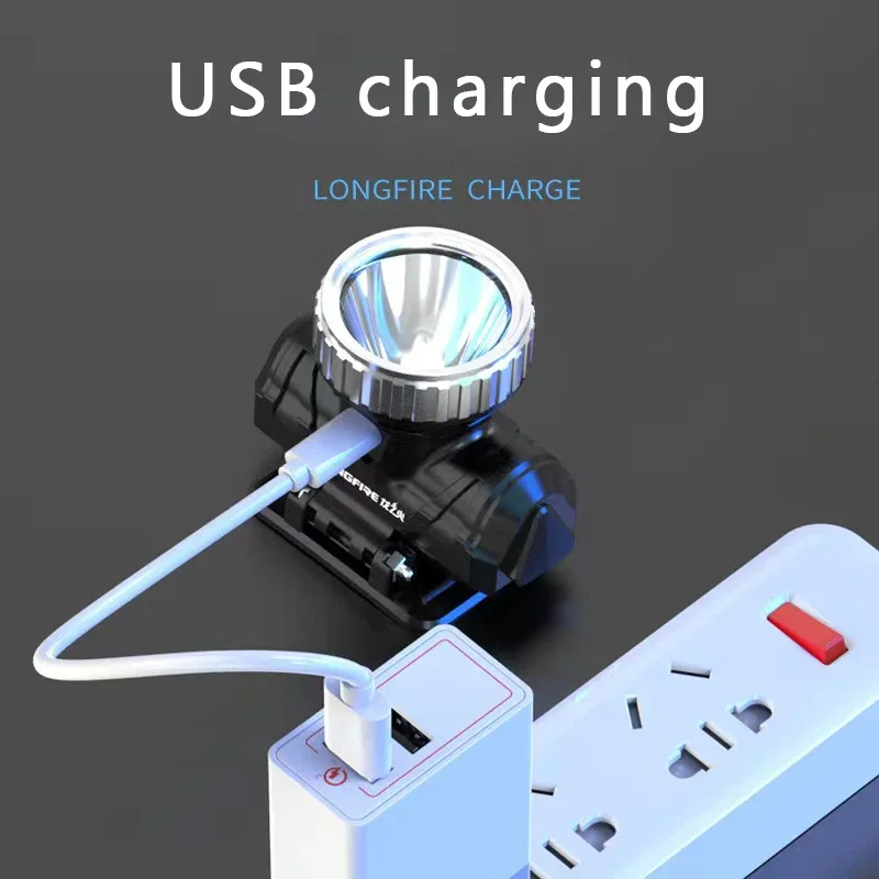 Draagbare Mini Sterk Licht Koplamp USB Oplaadbare Waterdichte Op het hoofd gemonteerde Zaklamp Vissen Wandelen Camping Hardloopkoplamp