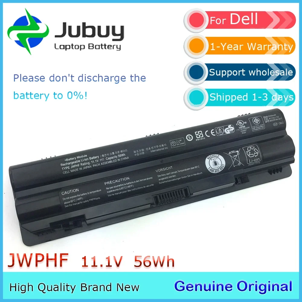 

Оригинальный аккумулятор JWPHF для ноутбука Dell XPS 14 15 17 L502x L702x 312-1127 J70W7 R795X R4CN5 11,1 В, 56 Втч