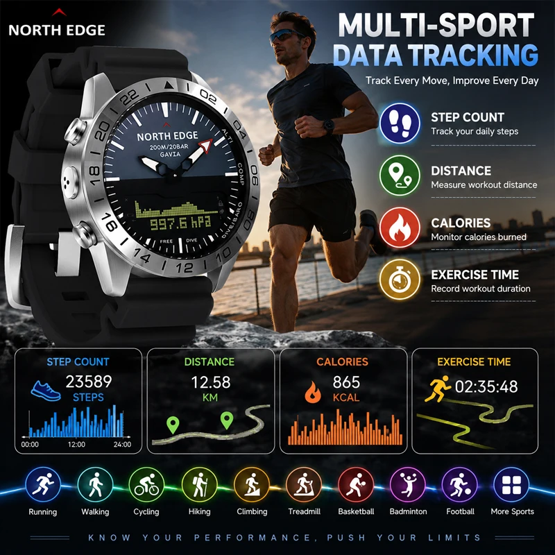 NORTH EDGE Mens Dive Watch Mi - đánh giá và giá Smartwatch Army Watches For Men