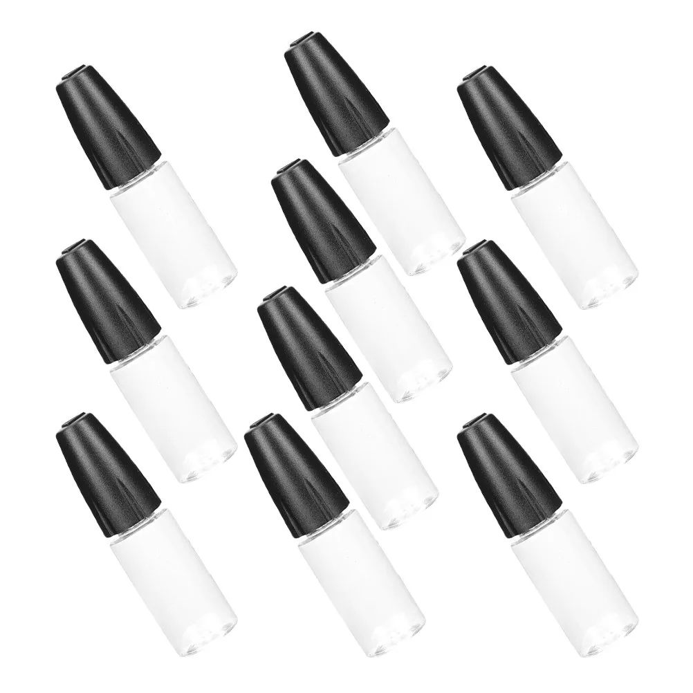

10Pcs Pet Transparent Applicator Bottles Fine Needle Tip Cap Sealed for Controlled Dispensing Nail Polish Ink Adhesive Small