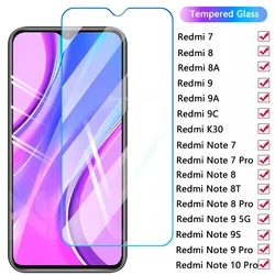 2pcs Protective Glass for Xiaomi Note 7 8 8T 9 5G 9S 10 Pro Tempered Screen Protector Redmi 7 8 8A 9 9A 9C K30 Fast Shipping