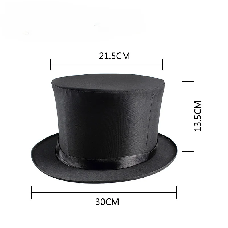 Folding Top Hat Com Gimmick Acessório Traje Truque Mágico Stage Prop