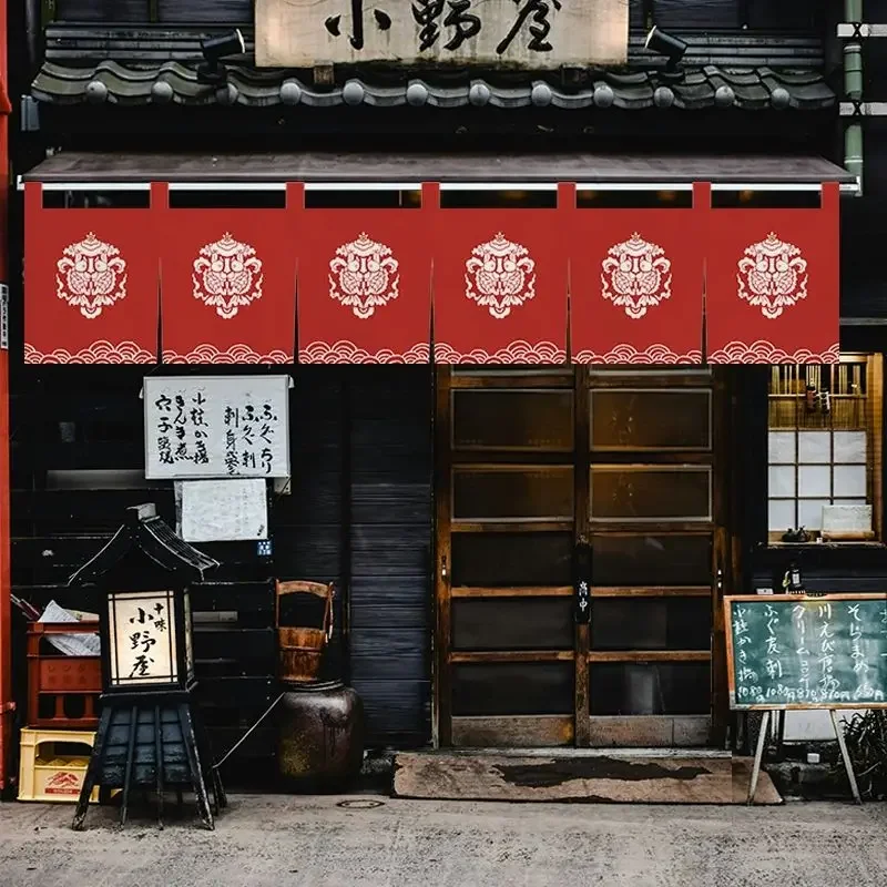 VIKAMA Japanese Wave Noren Short Curtain Traditional Ukiyo-e Ocean Wave Fabric Hanging Curtain for Restaurant Store Home Decor