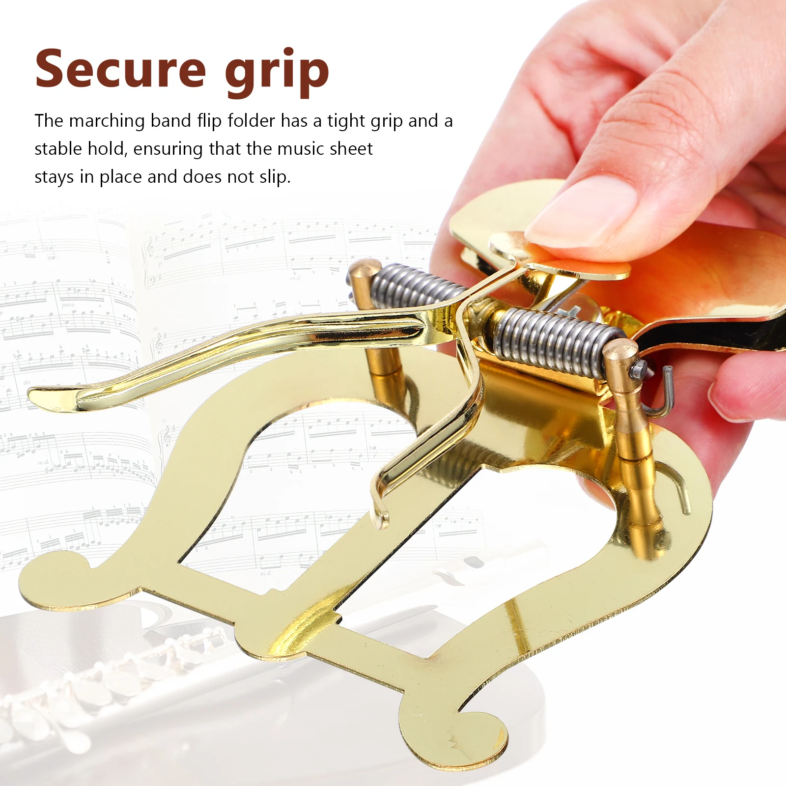 

Trombone Lyre Clip On Marching Band Flip Folder Music Holder Golden Durable Alloy Practical Accessory Brass Instruments