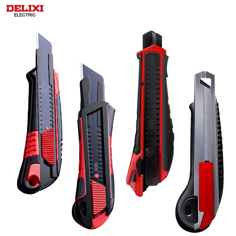 DELIXI ELECTRIC Utility Knife,SK5 Steel blade Can replacement and Retractable ,Sharp Cut Paper, Fabric, Wood, Rubber, Plastic
