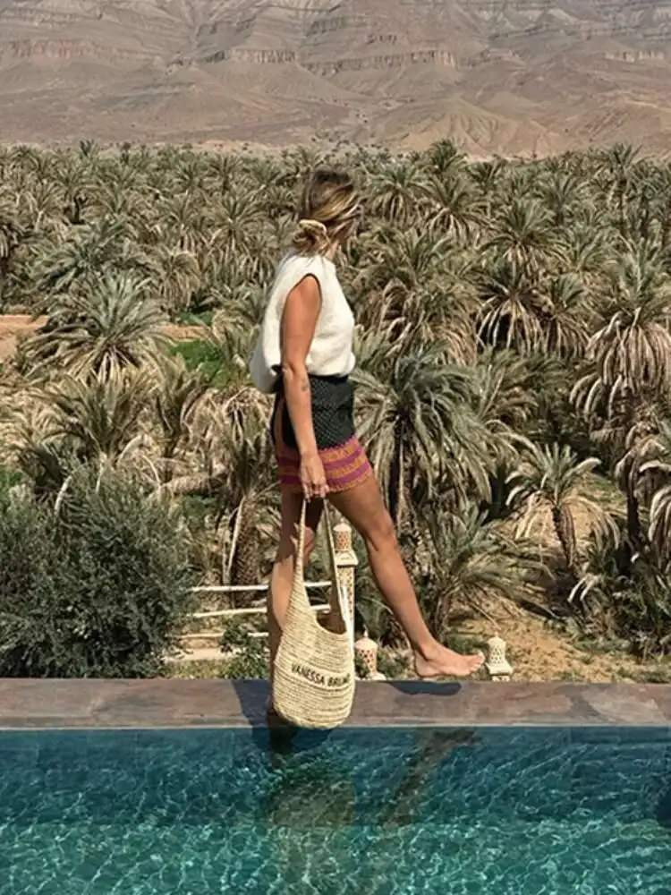 Eleganckie sznurowane spódnice z nadrukiem w kształcie fali Patchwork Mini modne kolory kolizyjne nowe damskie letnie spódnice BabYoungBeach