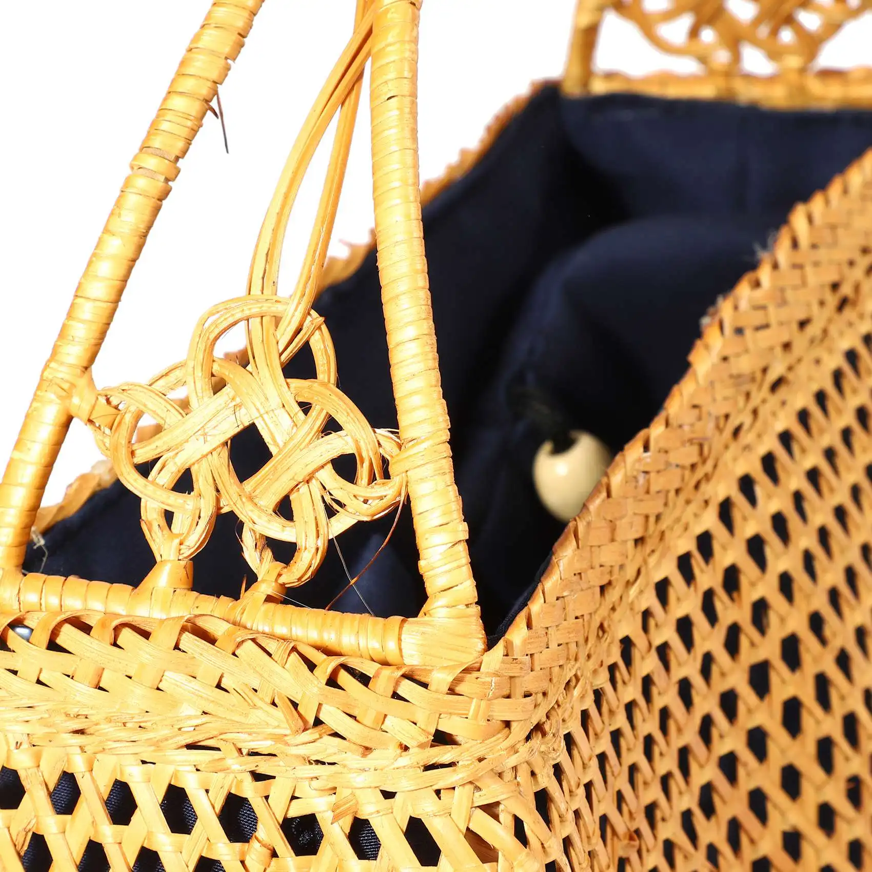 Doings Women Bamboo Bags Bohemian Female Summer Beach Handbag Lady Vintage Rattan Knitted Bag Hollow Handmade Woven Basket Tote