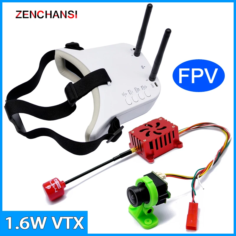 

5.8G 48CH VTX Transmitter with CMOS 1000TVL camera and 5.8G 48CH Dual Antennas FPV Goggles Monitor Video Glasses Headset HD