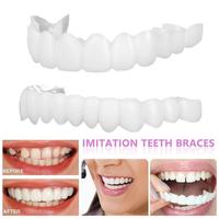 Snap on Smile Dental Upper Lower Fake Teeth Cover Bright Veneers Comfort Fit Flex Dentures Braces Snap On Teeth Veneers