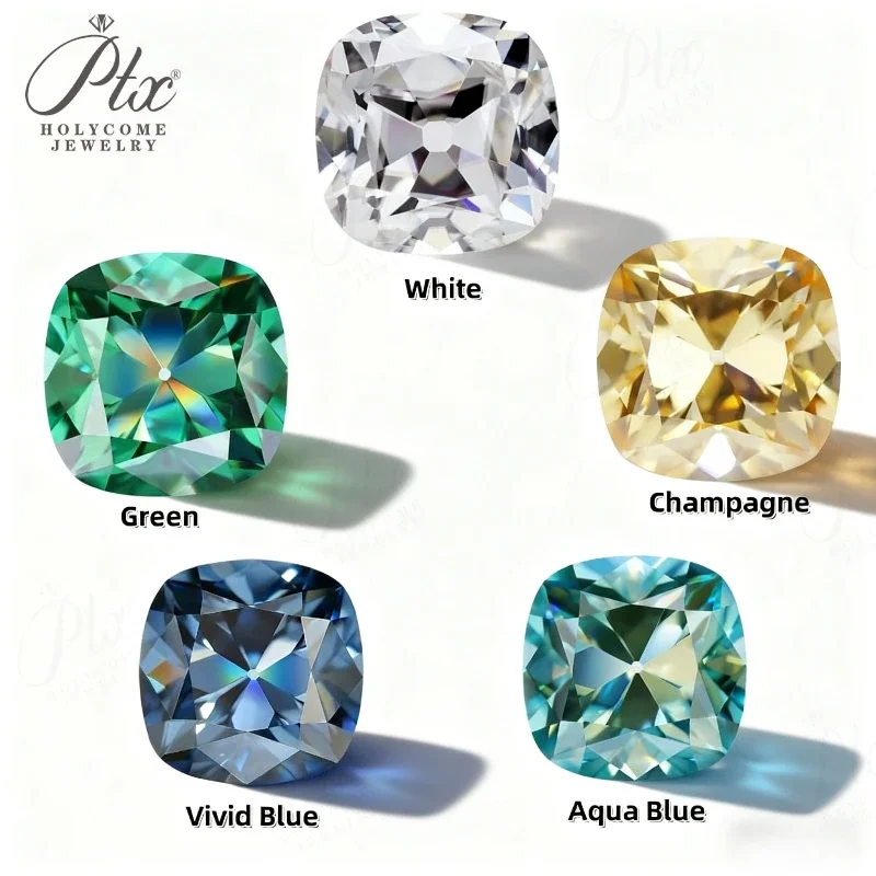 

Блестящая европейская подушка с муассанитом, разноцветные сияющие бриллианты для колец, ожерелий, серег и модных ювелирных изделий