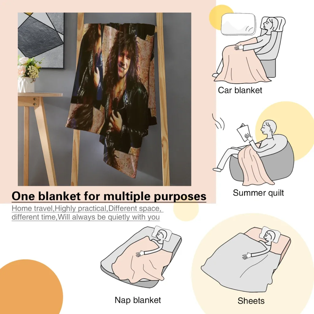 Bons Jovis Rock Band On Tour 2023 Summer Blanket Thin Blanket Comforter Flannel Soft throw Blankets Warm Home and decoration