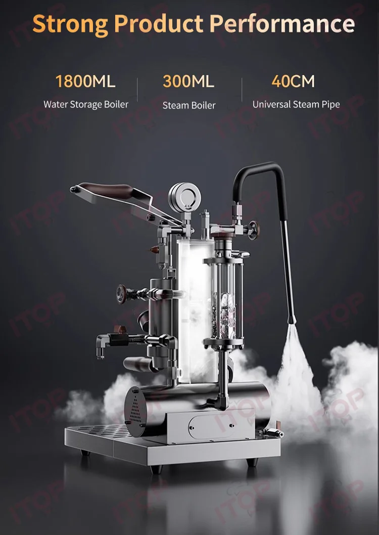 ITOP HPEM-C3S Hand Press Espresso Machine Stepless Pressure 9Bar Extraction Coffee Maker with Electric heating Box 220V/110V