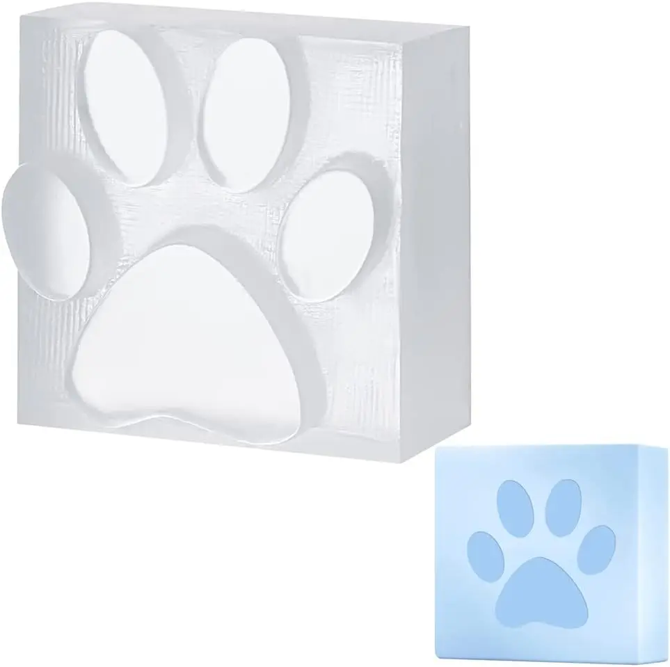 Handmade Soap Stamp Paw Print Acrylic Soap Stamp Letter Soap Chapter Embossing Stamp Mini Seal for Clay Biscuits Gummies