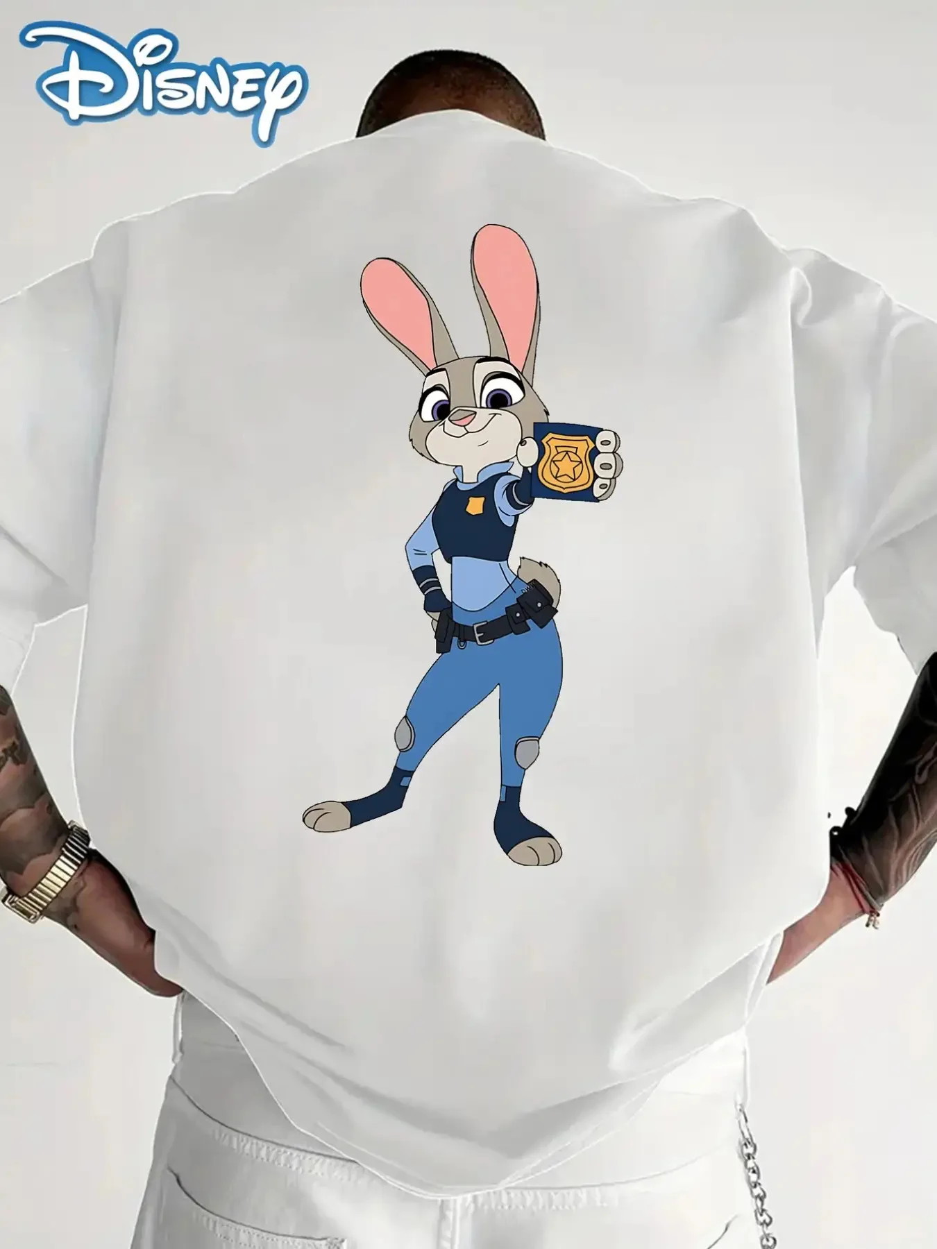 تي شيرت ديزني جودي هوبس' Zootopia 'Pattern للجنسين - النسخة الرسمية جودي كرسوم متحركة رياضية وترفيهية بأكمام قصيرة للشرطة