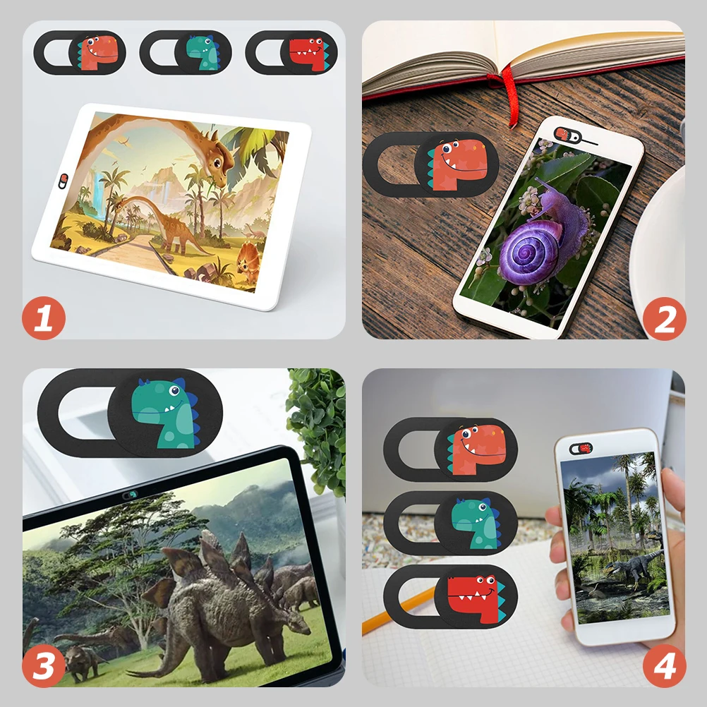 

3 Pcs Camera Cover Lens Protector for Laptop Dinosaur Slide Webcam Cute