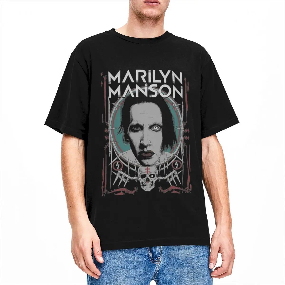 Men Women\'s Marilyn Manson Singer Shirt Merch Crazy Cotton T Shirts Tee Clothing Gift Idea