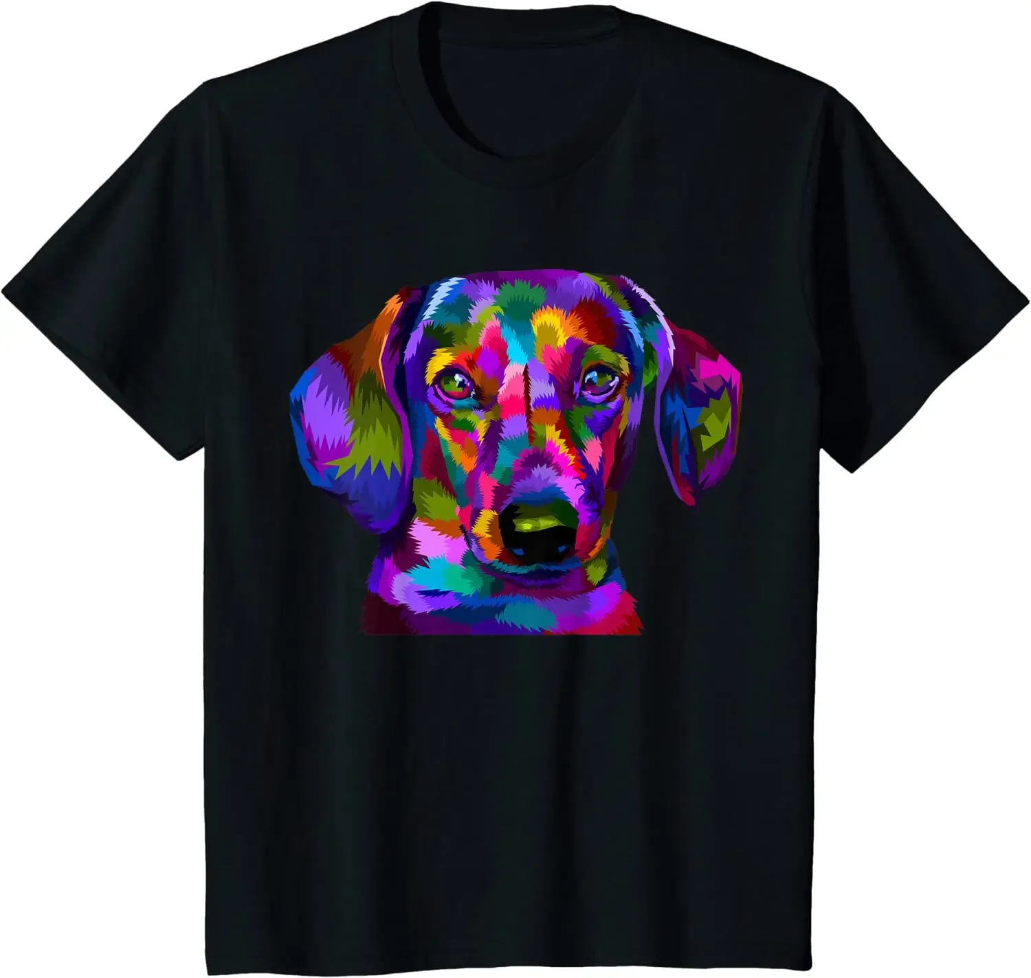 Camiseta con retrato de arte Pop de perro salchicha, arte colorido para propietarios de perros, camisetas informales de algodón para uso diario en las cuatro estaciones, camiseta con pintura al óleo