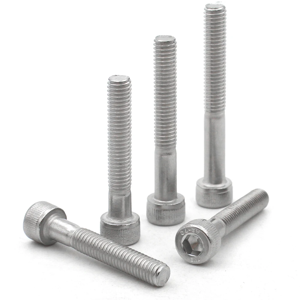 M3 m4 m5 m6 m8 m10 m12 m14 m16 304 parafusos de soquete sextavado de meio rosca de aço inoxidável parafusos de cabeça cilíndrica estendida parafusos de cabeça de copo