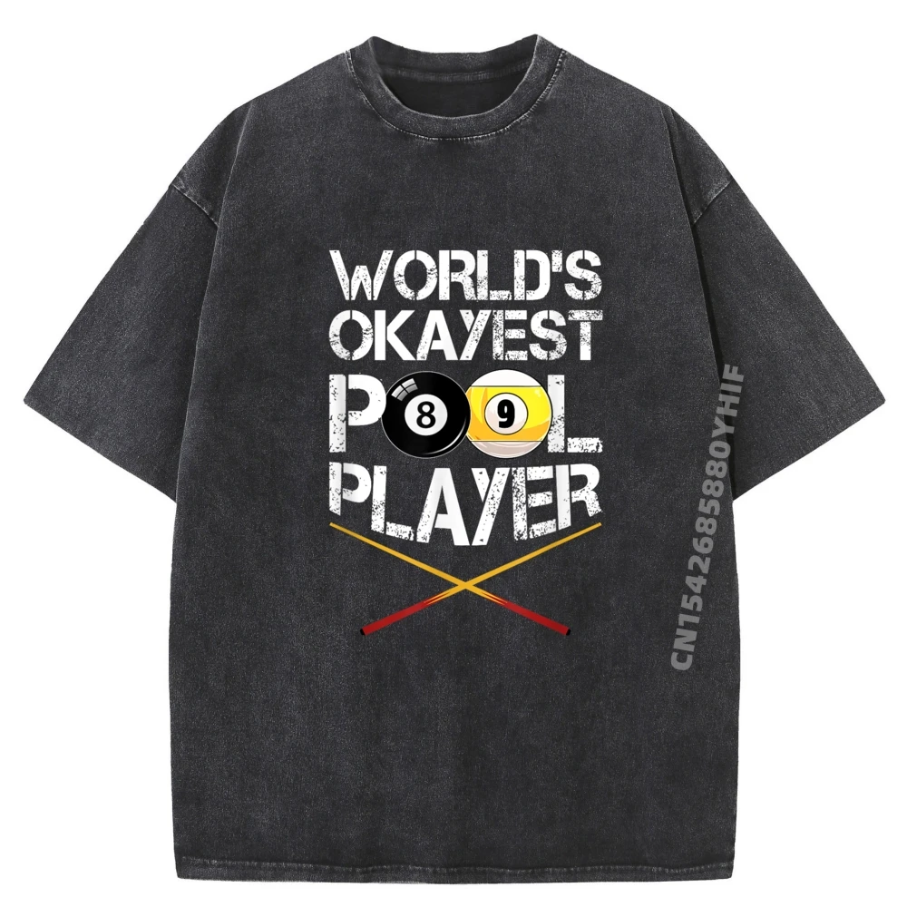 

World is Okayest Бильярд Гравець Бильярд Снукер Кий 8-Болк Забавные футболки Мужские модные и модные мытые футболки Мужская