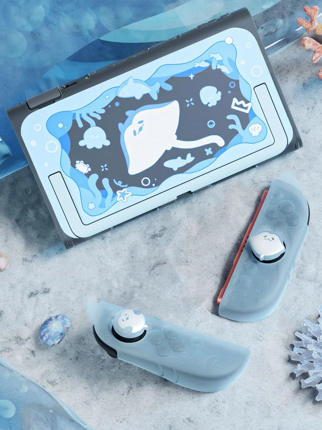 Etui ochronne PlayVital do Nintendo Switch 2, seria Kawaii Ocean Whisper, twarda obudowa z możliwością dokowania + silikonowe nakładki na Switch2 — zdjęcie produktu 7