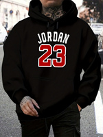 Men's Autumn/Winter Casual Fashion Loose Hoodie JORDAN 23 Letter Pattern Printed Long Sleeve Warm Hoodie