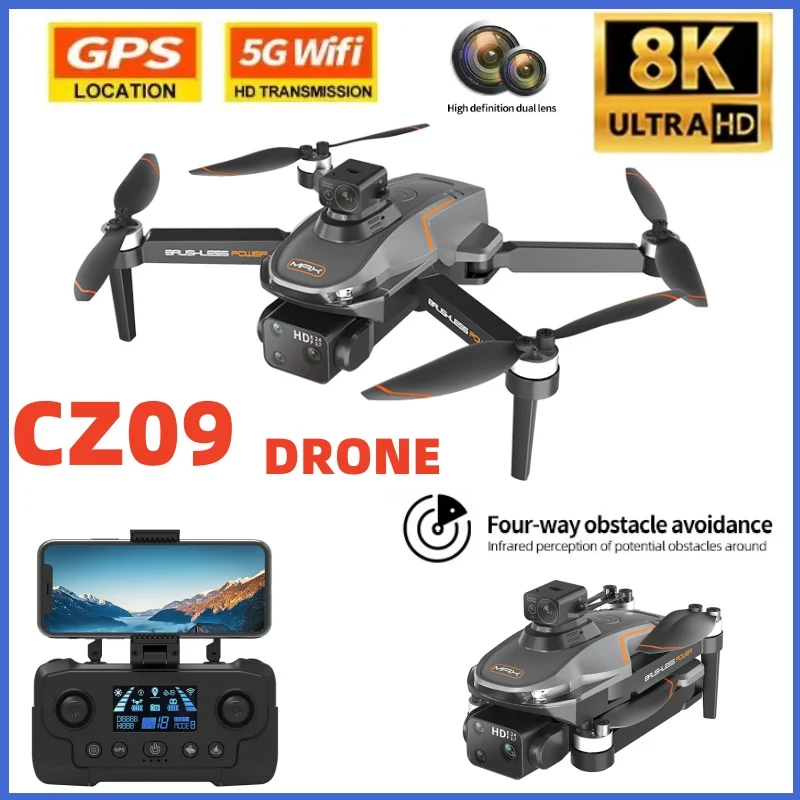 CZ09 Max Mini Drone 8K Professional HD Camera Quadcopter 20 km GPS WIFI FPV RC Helicopter  4K Obstacle Avoidance Aerial Aircraft