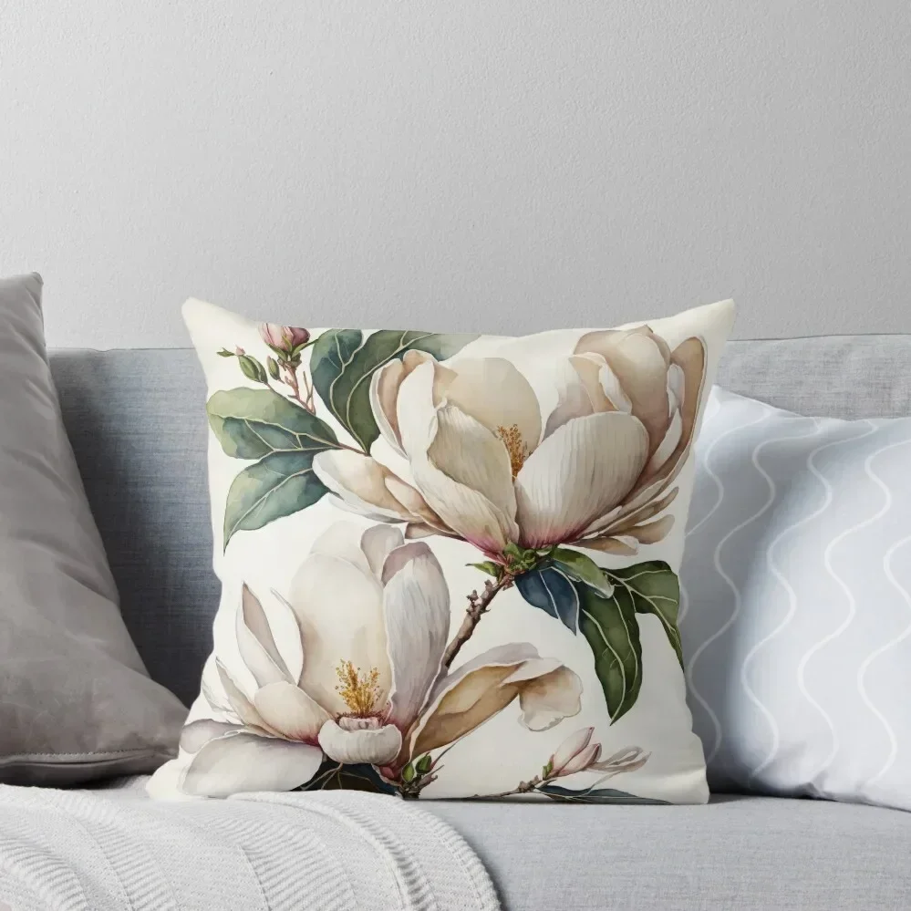 Magnolia Flowers Throw Pillow Pillow Cover Custom Cushion Photo Pillows Aesthetic pillow