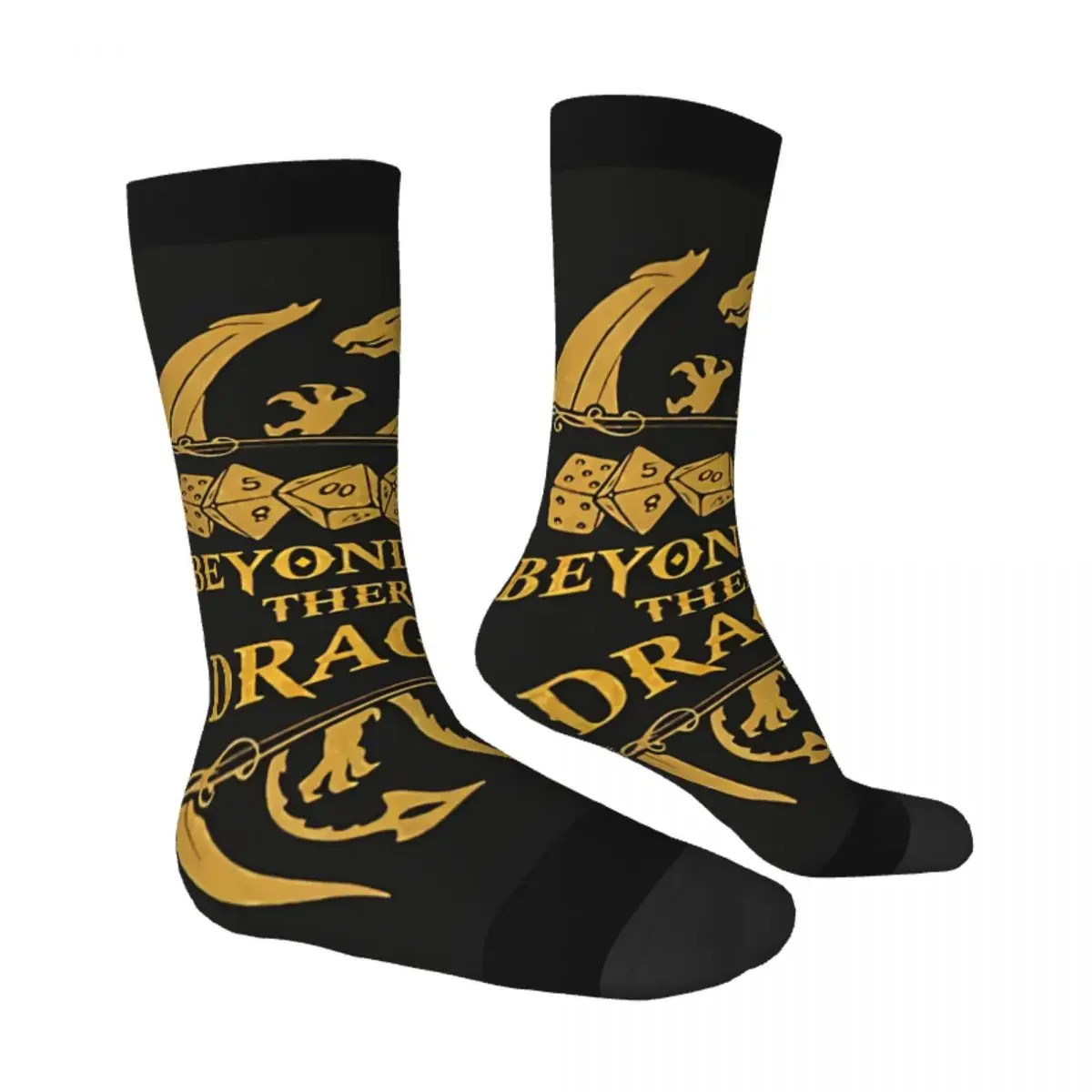 Hip Hop Retro Beyond Here Crazy Men's Socks DnD Game Unisex Harajuku Pattern Printed Funny Happy Crew Sock Boys Gift