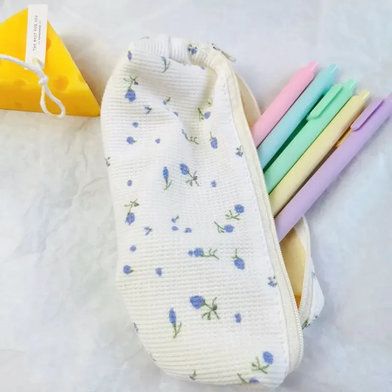 20*5*5cm Floral Cute Pencil Case Girls Kawaii Stationery Organizer Pencil Cases Back To School Supplies Flowers Pencil Pouch