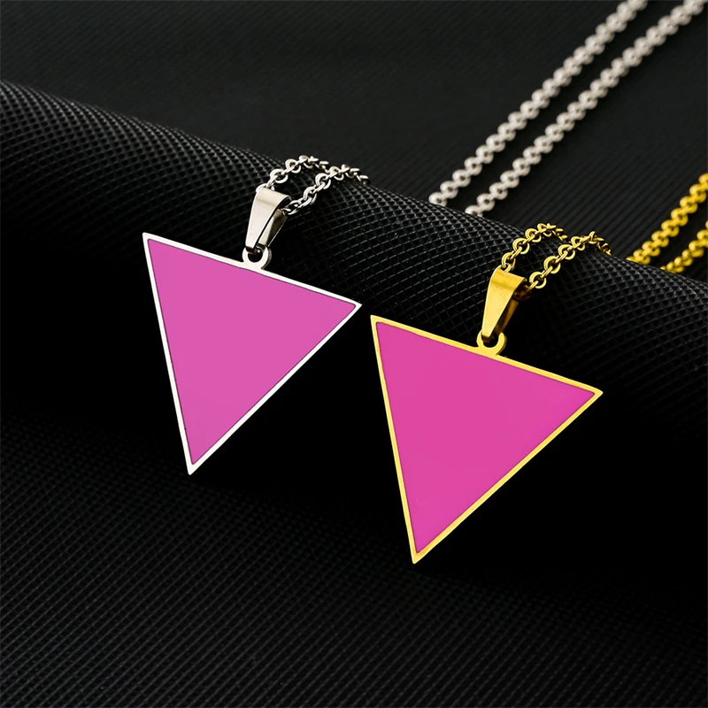 قوس قزح فخر مثلي الجنس مثليه ثنائي الجنس المتحولين جنسيا رمز القلائد الفولاذ المقاوم للصدأ LGBT المينا مجوهرات اكسسوارات #5