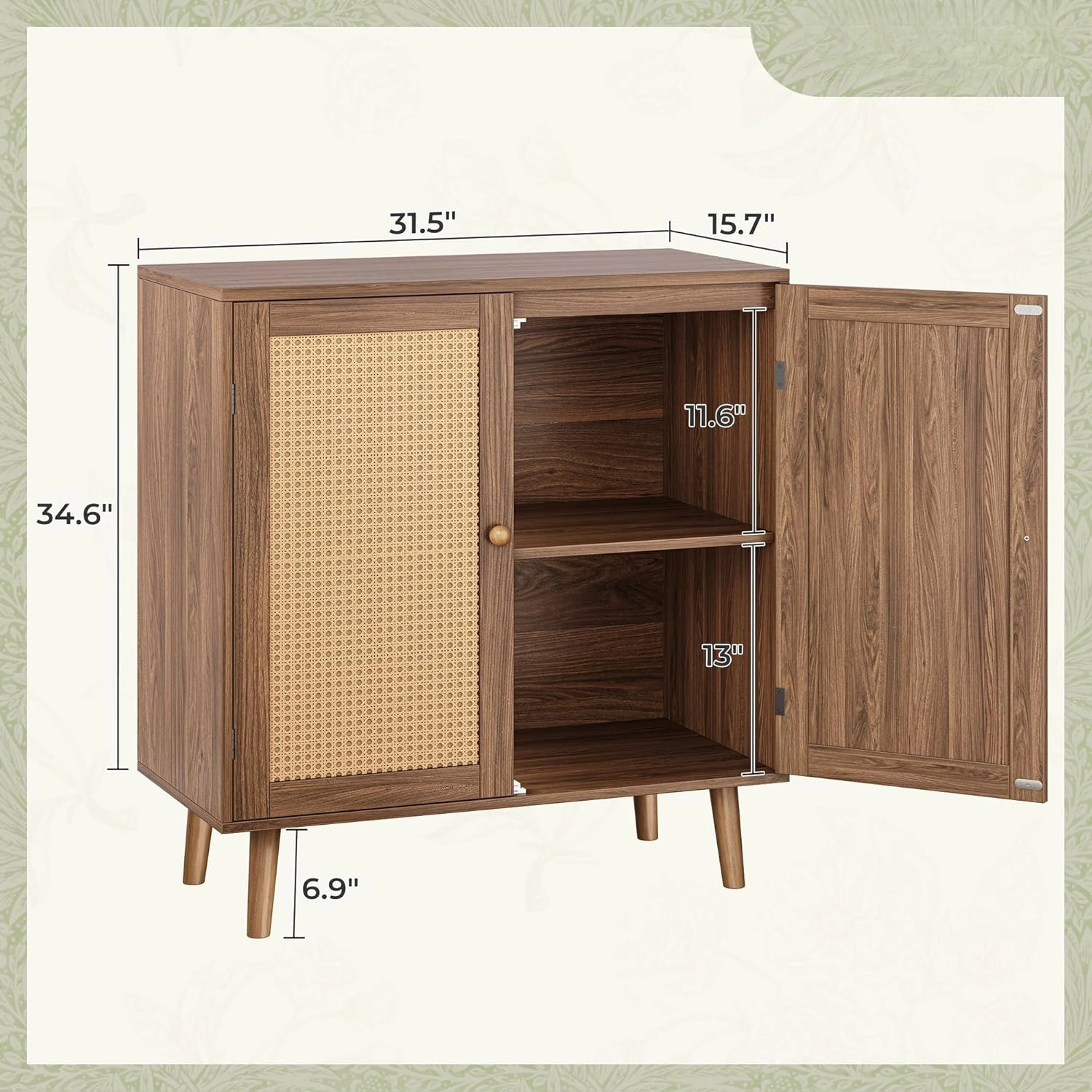 

Шкаф-буфет с местом для хранения вещей, шкаф для хранения с дверцами из синтетического ротанга, акцент с ножками из массива дерева, сервант - горячая распродажа