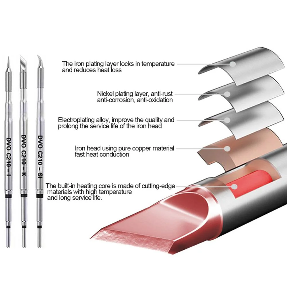 C210 C245 C115 Soldering Iron Tips Lead Free Heating Core Compatible JBC Sugon Aifen Aixun GVM Soldering Station Handle Tool