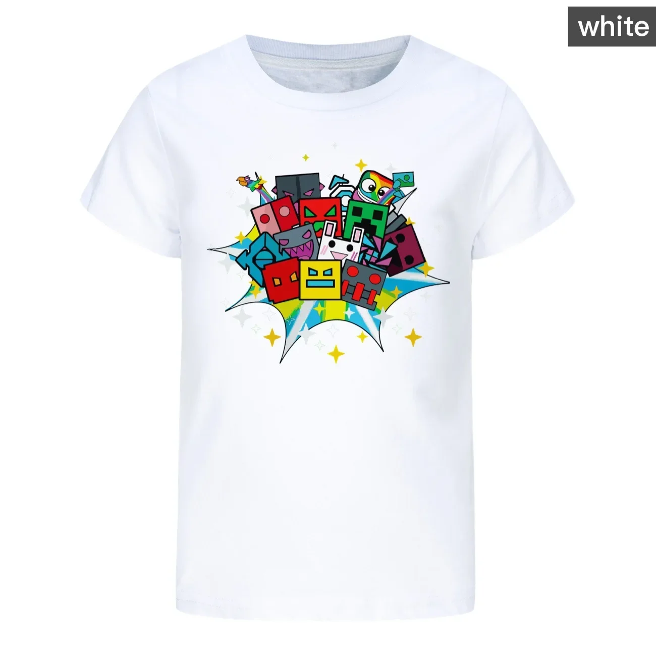 Kinderen Cartoon Mode Kleding Geometrie Dash T Shirpeuter Jongen 2024 Tee Junior Meisjeskleding Kinderen Korte Mouw Tops3041