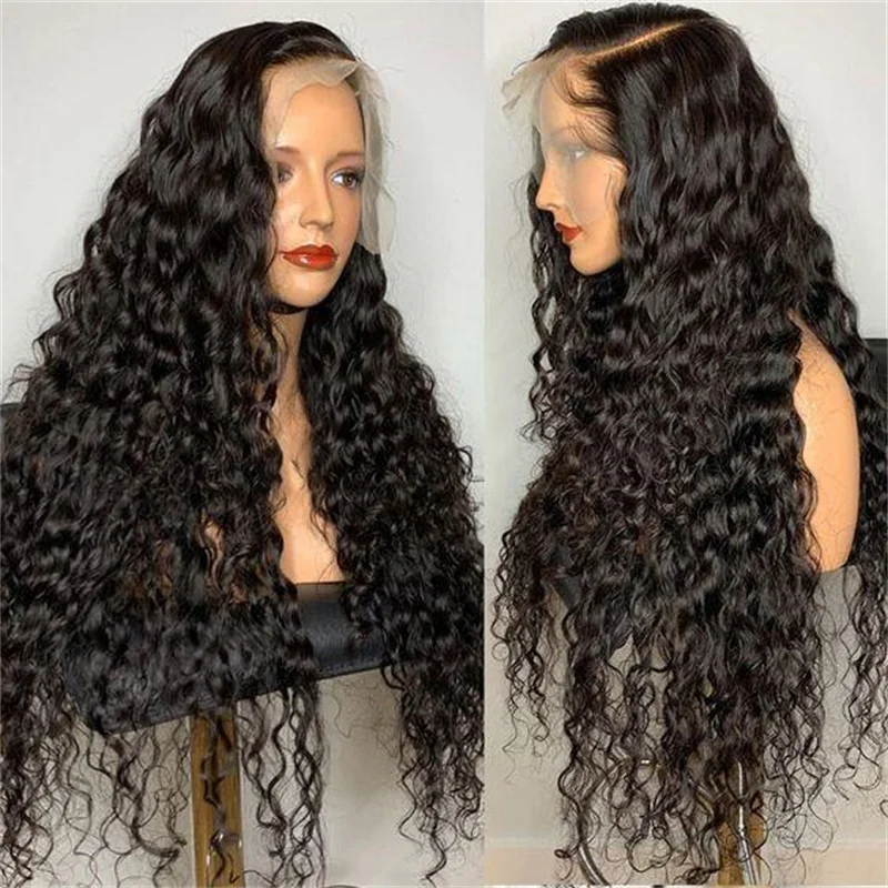 

Soft Glueless Natural Black Long 26Inch Kinky Curly Lace Front Wig For Women With Baby Hair Synthetic Preplucked Heat Resistant