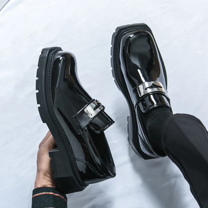 Classic Men Loafers PU Black Green Thick Soled Breathable Comfortable Fashionable Leather Shoes Busines Office Shoes Sizes 38-45