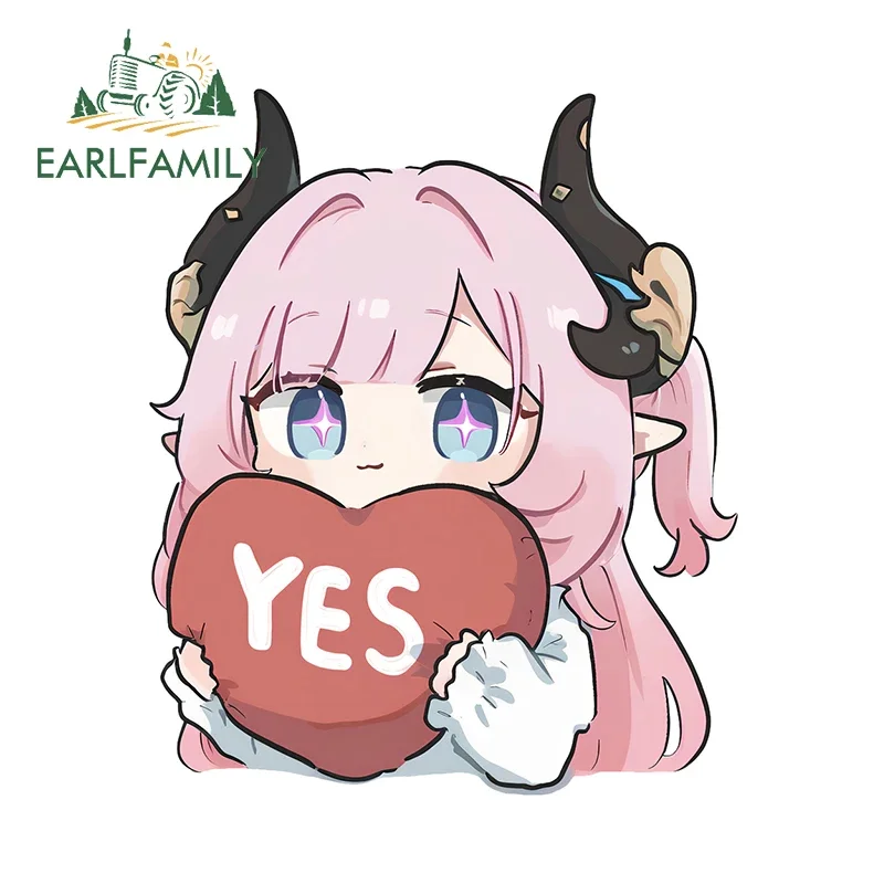 EARLFAMILY Adorable Elysia Cartoon Car Stickers Honkai Impact Scratch-Proof Decals Amusing Sunscreen Cute Vinyl Car Wrap