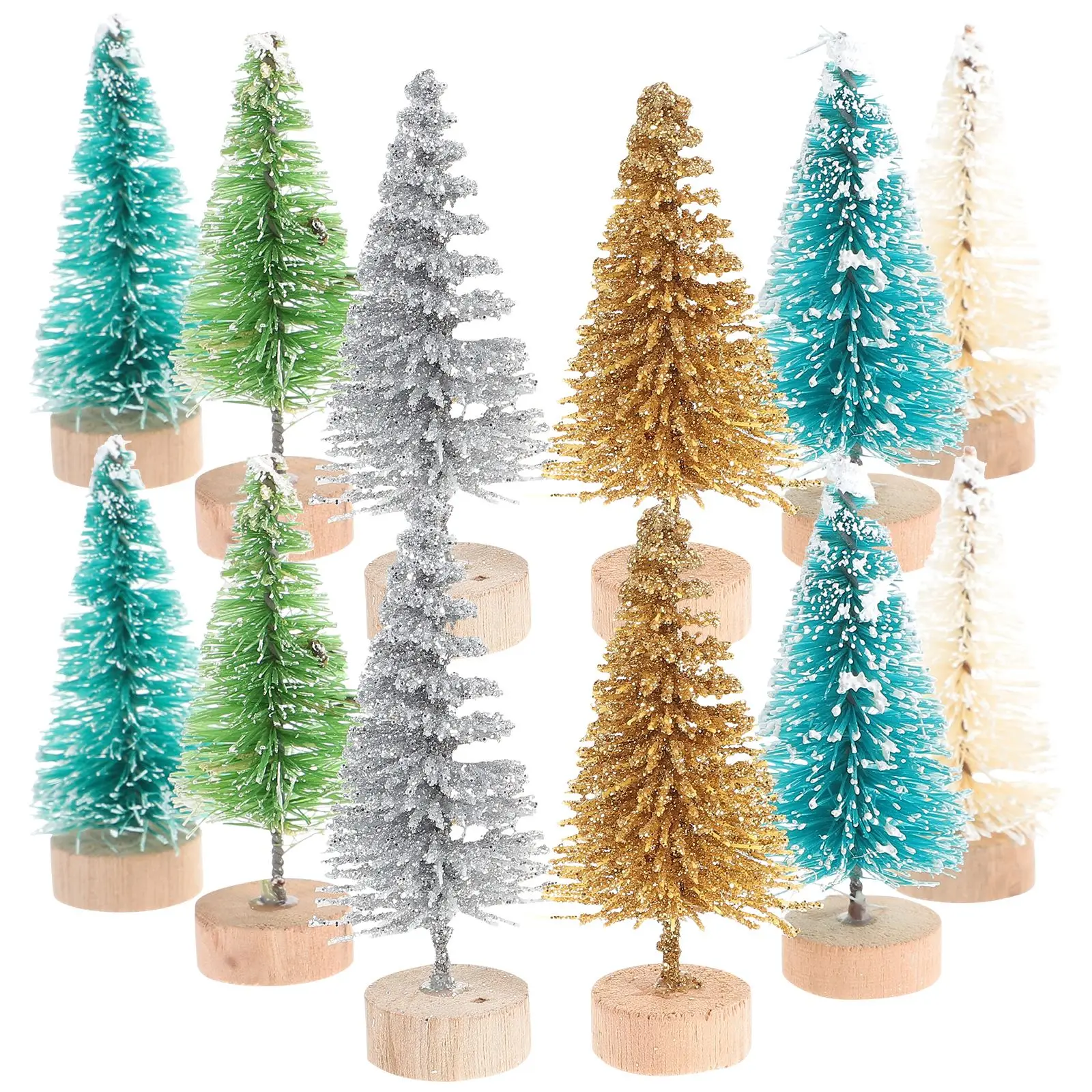 

60 Pcs Mini Christmas Trees Festive Artificial Wood Base Trees Tabletop Christmas Trees for Banquet Christmas Party