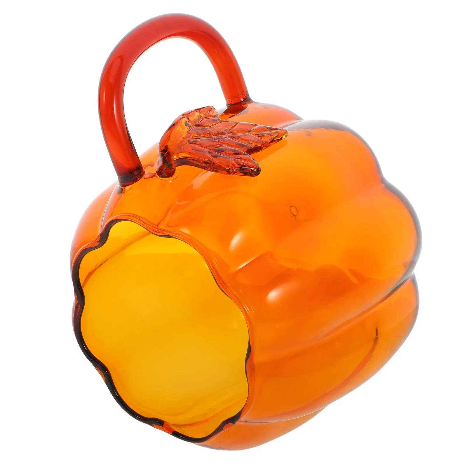 Glass Pumpkin Mug 550ml, Autumn Halloween Coffee Cup with Handle, Fall Themed Drinkware