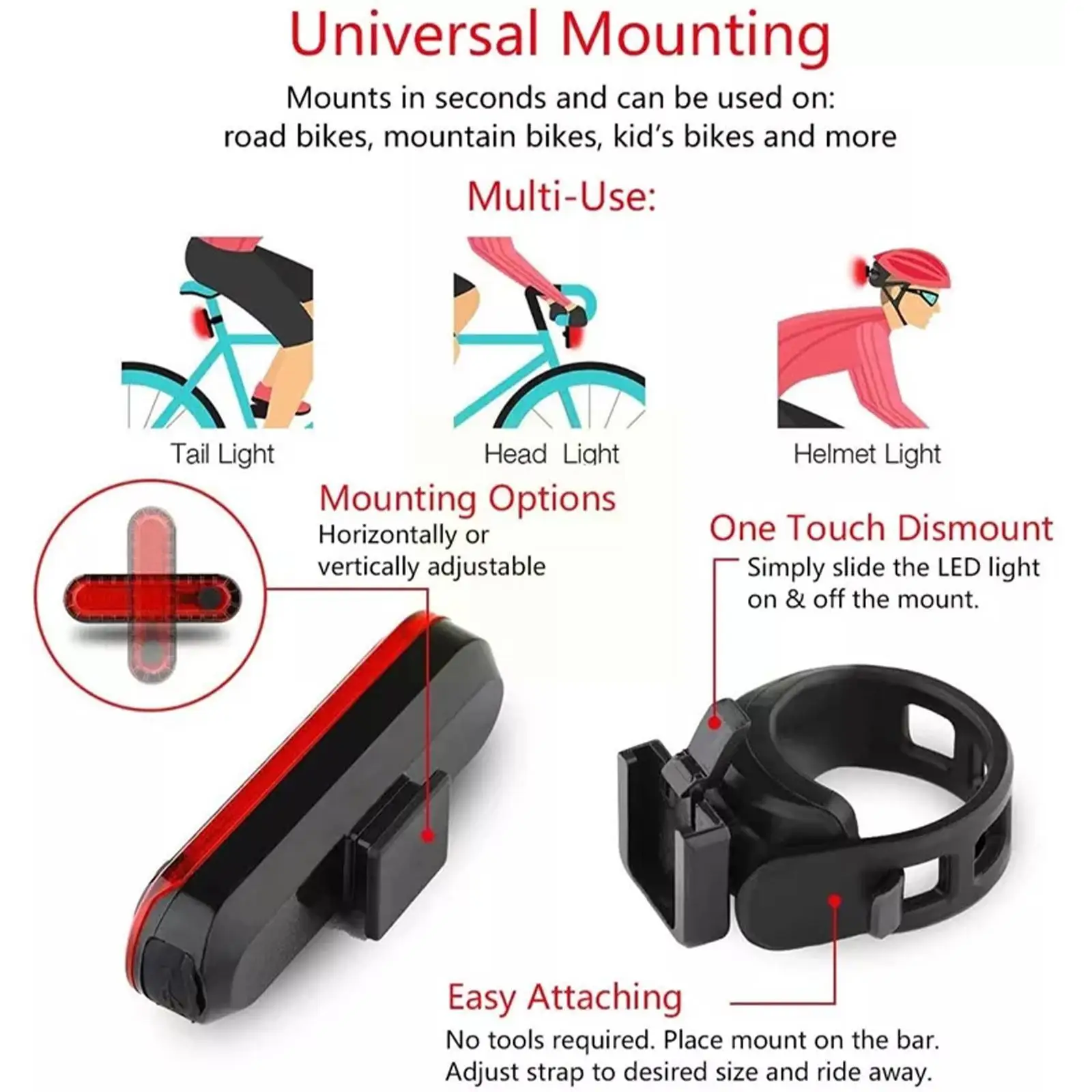 Enquêter arrière de vélo aste USB, feu arrière LED étanche, feu arrière VTT, feu arrière de vélo de route, D2K2