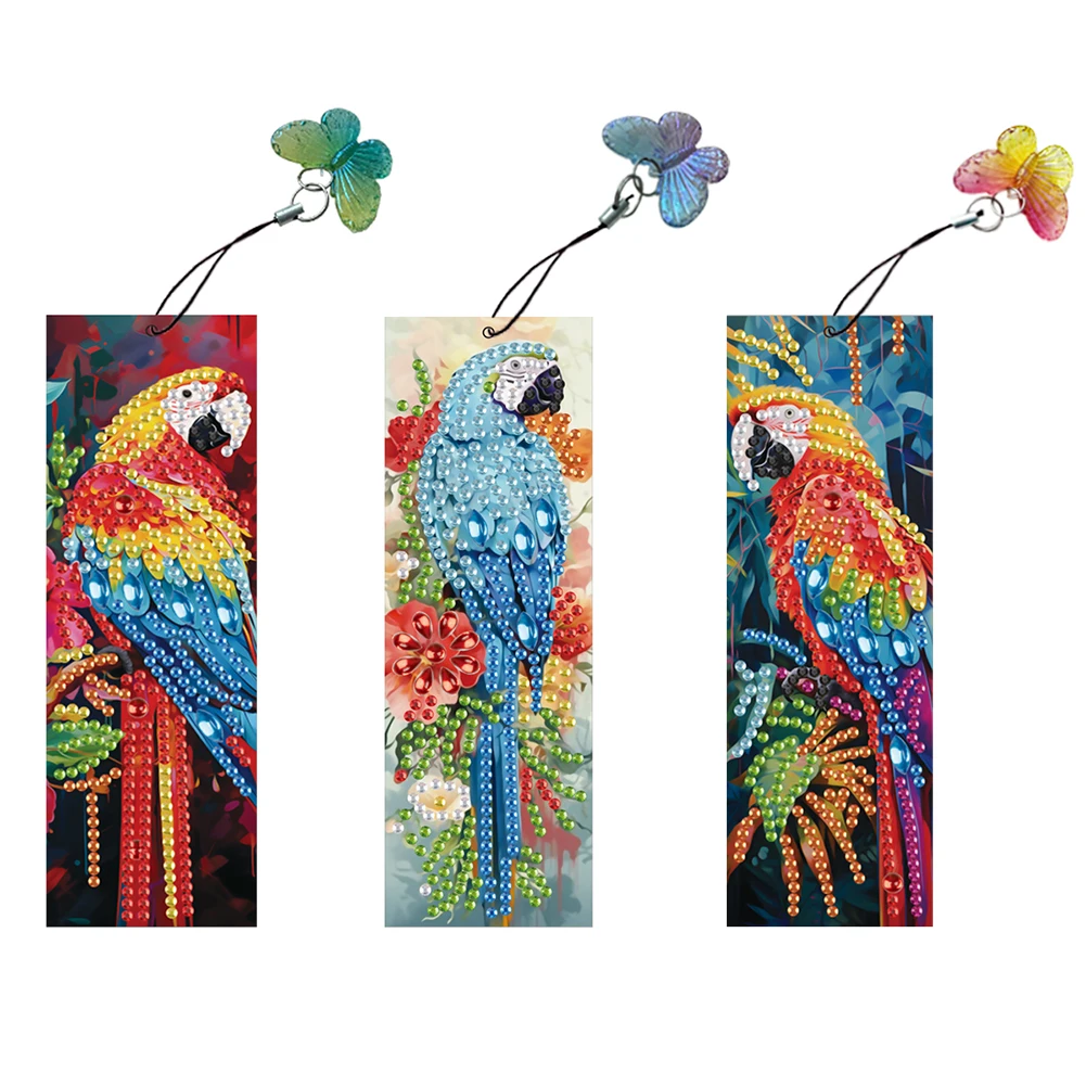 

3Pcs Special Shape Animals Diamond Bookmark Art Projects DIY Bookmarks Diamond Painting Kits Diamond Art Bookmark with Pendant