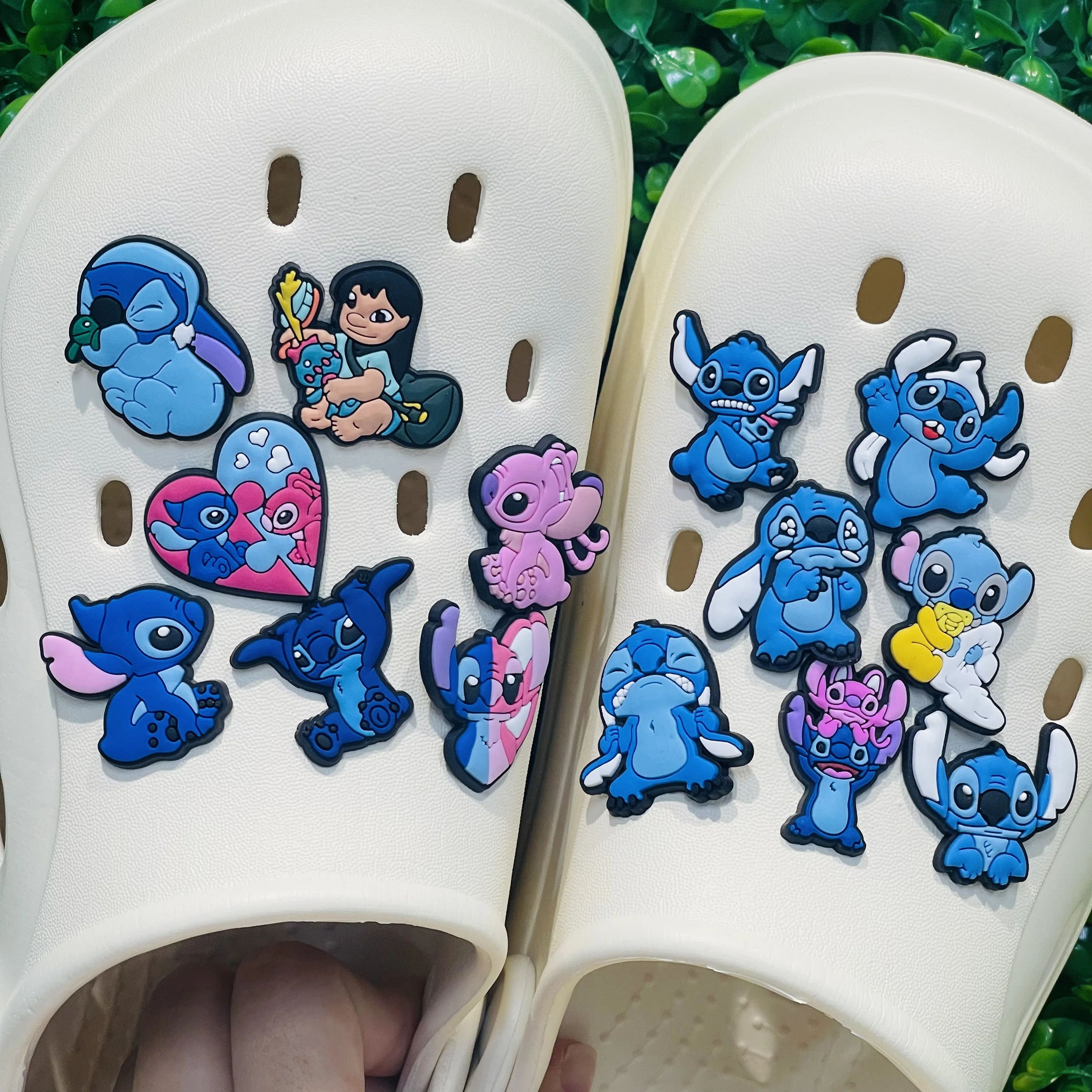 14-27pcs MINISO Stitch Cartoon Shoe Charms PVC DIY Shoes Decoration Sandal Accessories Buckle for Kids Gifts