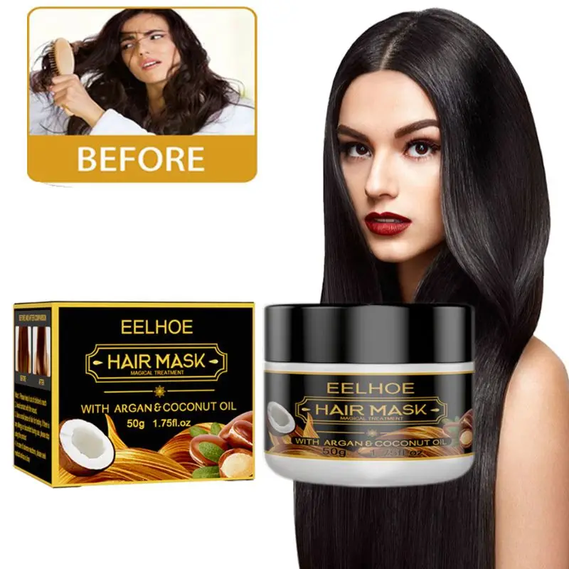 Óleo de coco cabelo onda e volume creme, reparos raízes danificadas, nutre, couro cabeludo tratamento, máscara