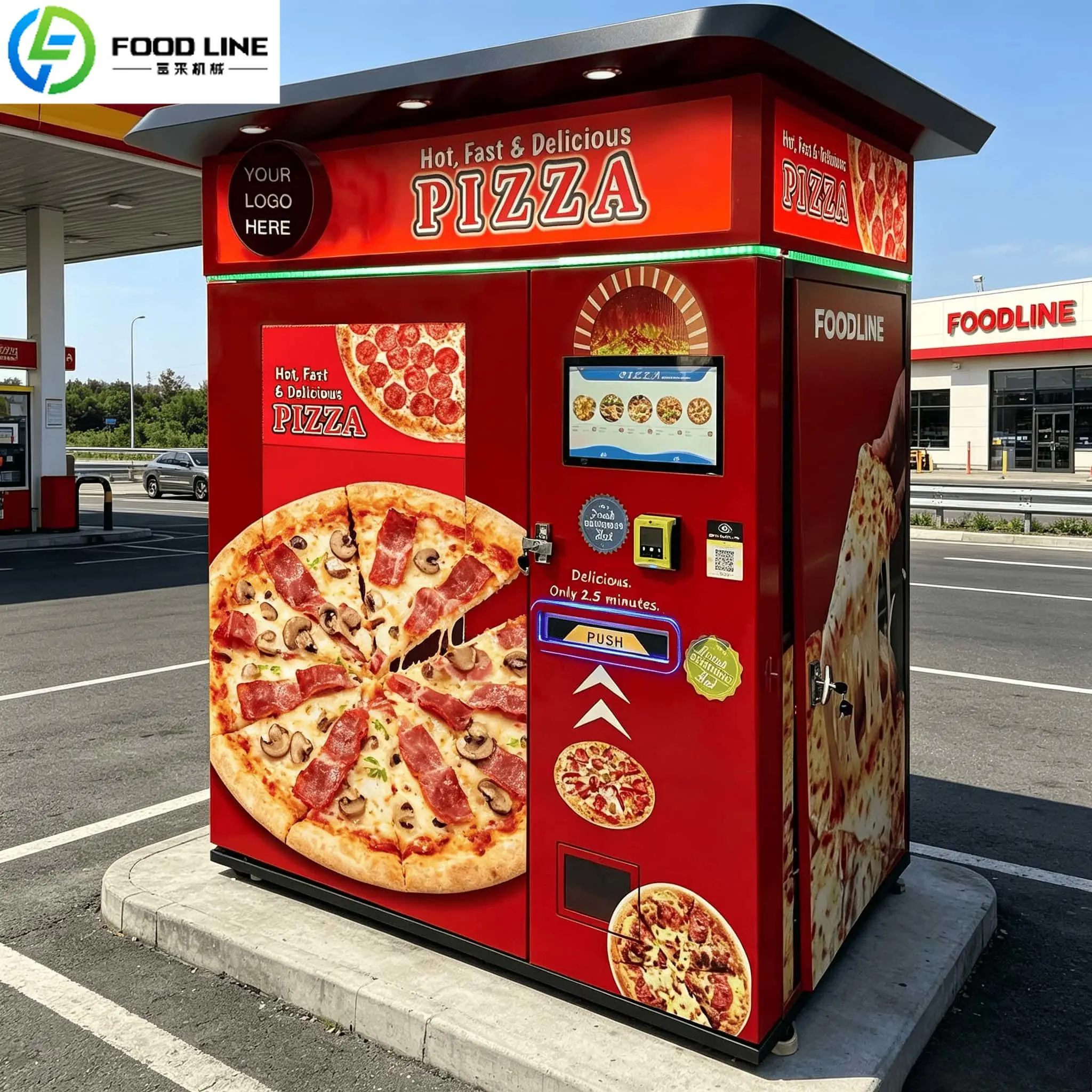 FOODLINE Large Capacity Pizza Vending Machine Hold 60+ Frozen Pizzas Touch Screen Commercial Automat