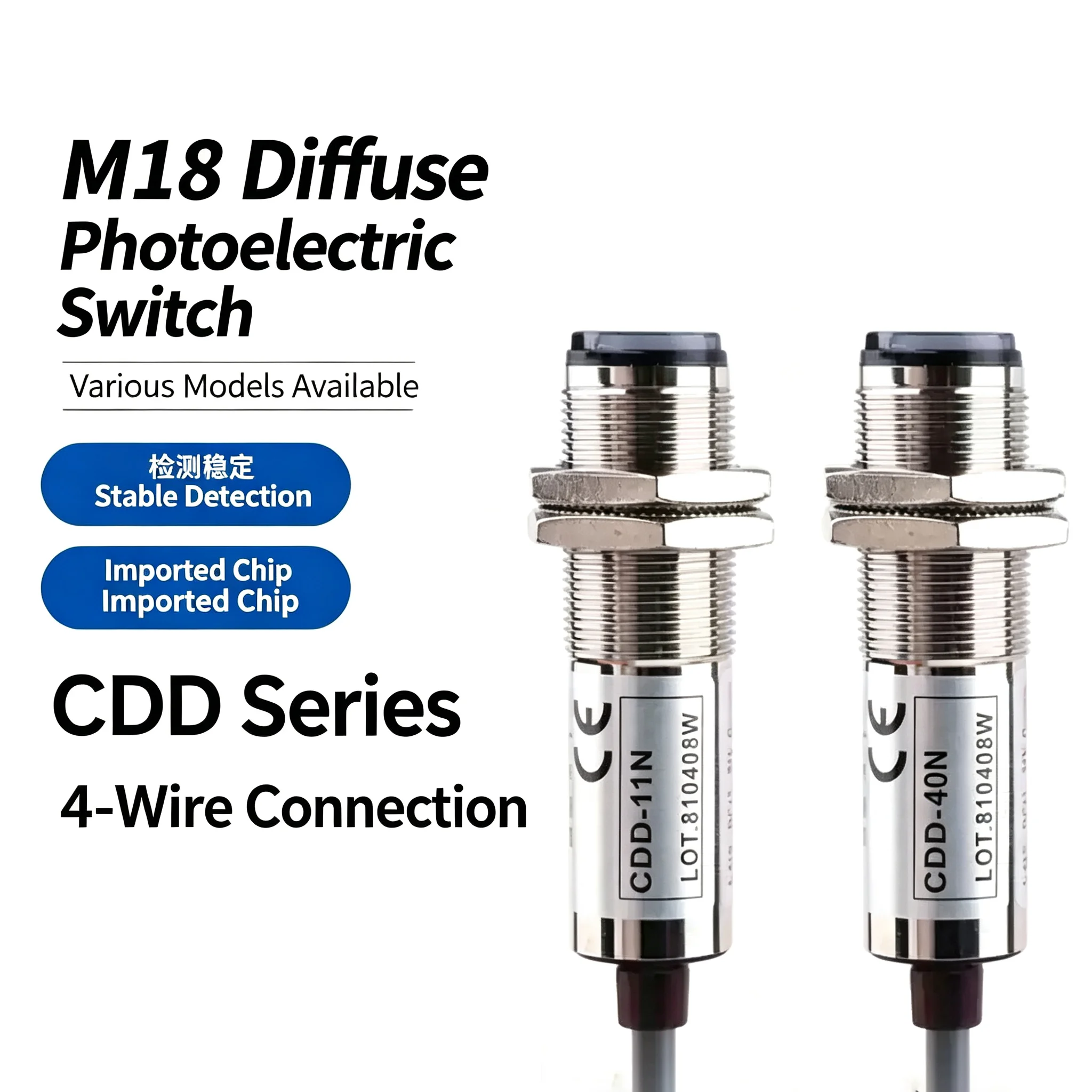 CDD-11/40/80 Infrared Photoelectric Sensor Optical Proximity Switch Diffuse Reflection NPN PNP 10-30VDC for Automation