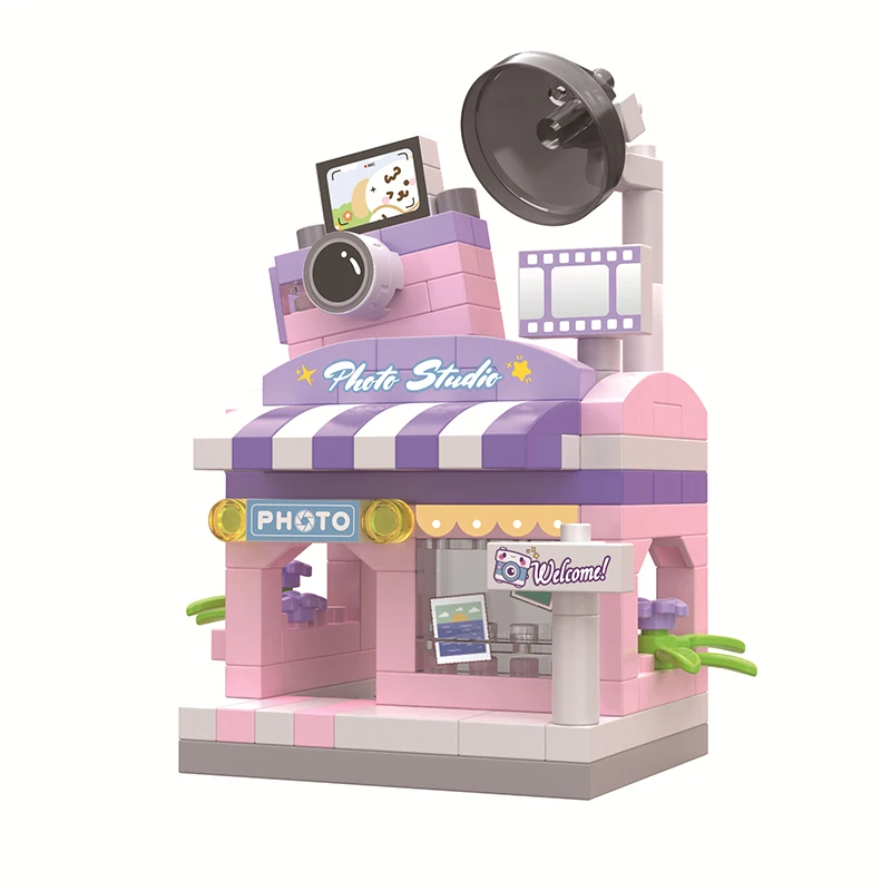 

Micro Bricks Street View City Creative Architecture Building Blocks Jewelry Store Photo Studio Model Bricks Toys Gift Kids Adult