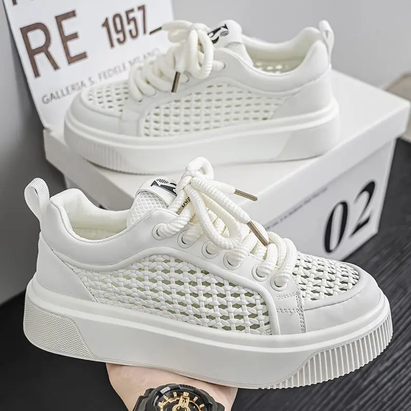 

Men's Casual Shoes Summer 2026 Fashion Weaving Mesh Comfortable Breathable Platform Sneaker Trendy Versatile Non Slip Flat Shoes
