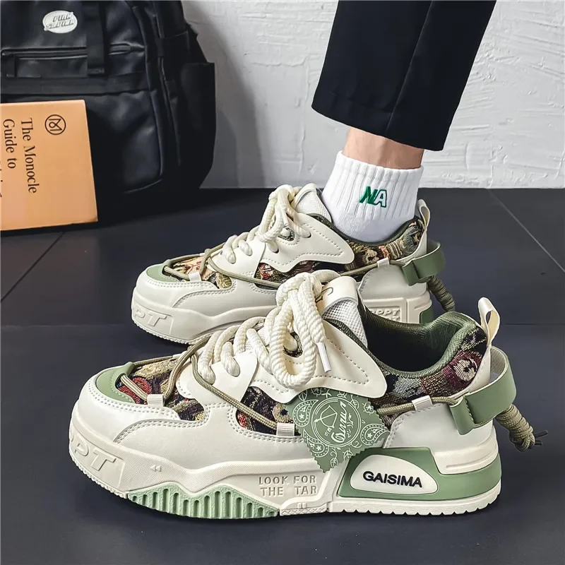 Spring and summer thick-soled walking shoes, fashionable sneakers, breathable casual sports canvas shoes, men's large-sized 48 view 3